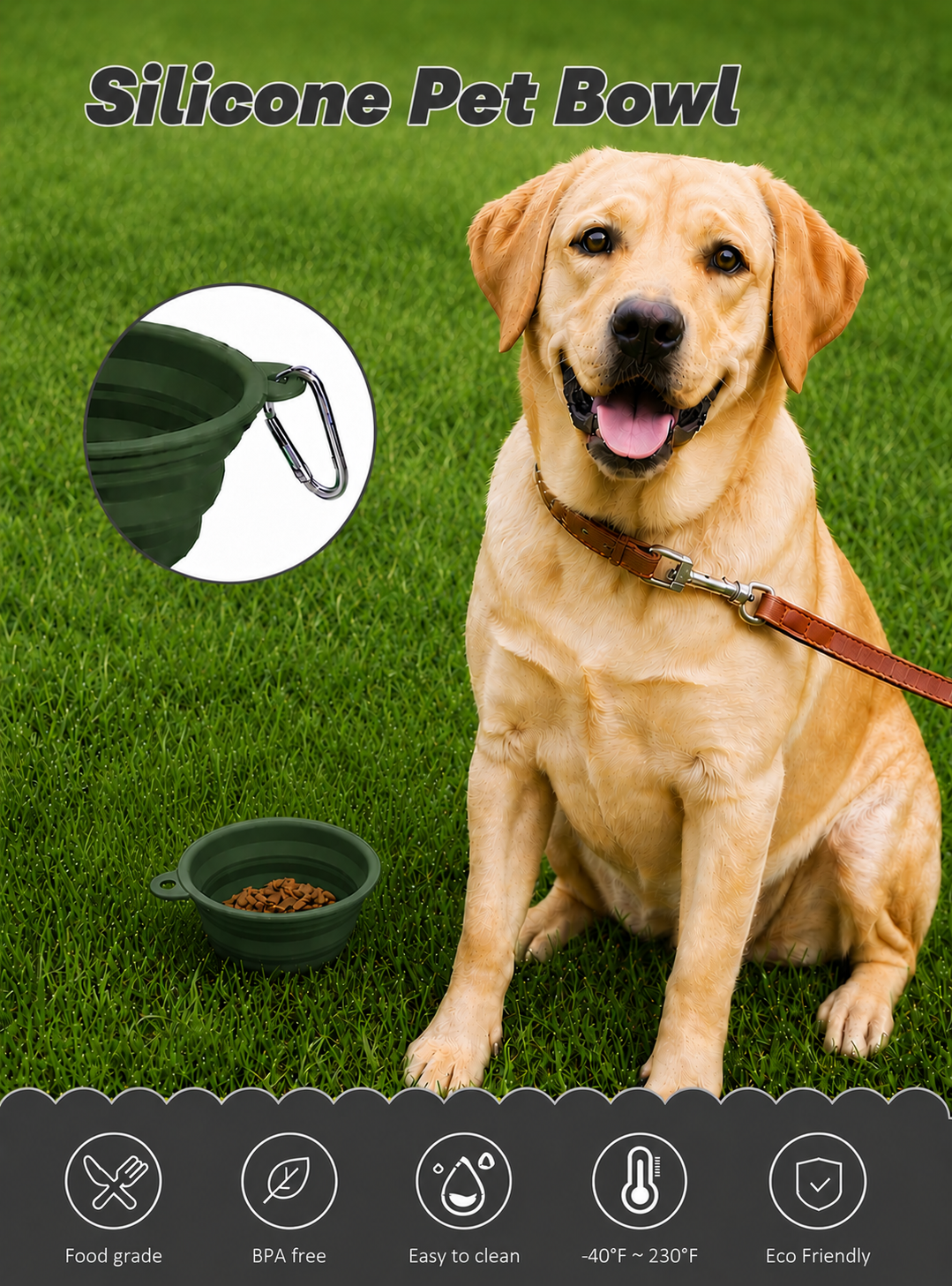 Silicone Pet Bowl - GREEN