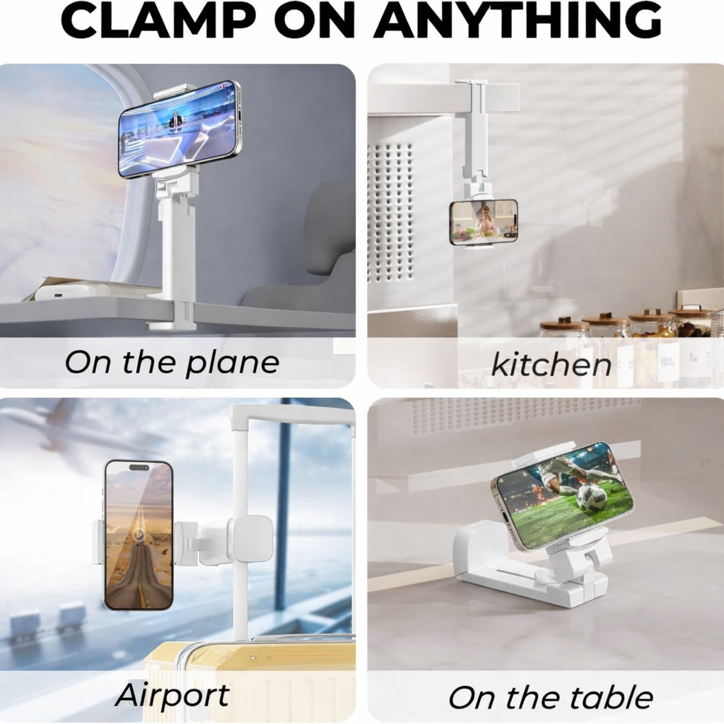 Universal Phone Holder Clamp - WHITE