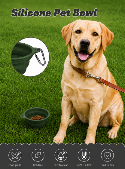Silicone Pet Bowl - GREEN